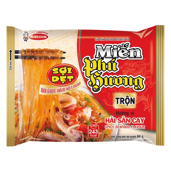 Miến Trộn Phú Hương Vị Hải Sản Cay Sợi Dẹt Gói 66G