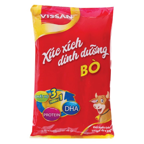Xúc Xích Tiệt Trùng Dinh Dưỡng Vissan DHA Bò Gói 5*35G