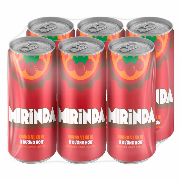 Lốc 6 Lon Nước Ngọt Mirinda Xá Xị Sleek 320Ml
