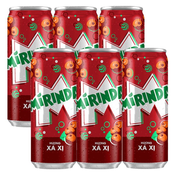 Lốc 6 Lon Nước Ngọt Mirinda Xá Xị Sleek 320Ml