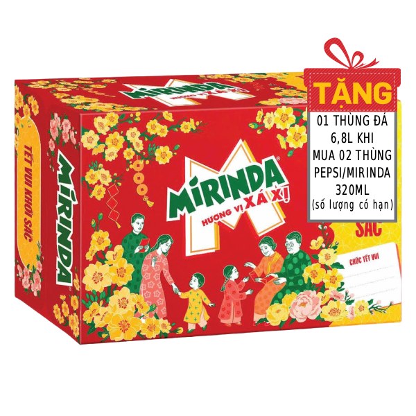 (Mẫu Tết) Nước Ngọt Mirinda Xá Xị Sleek Thùng 24 Lon 320Ml