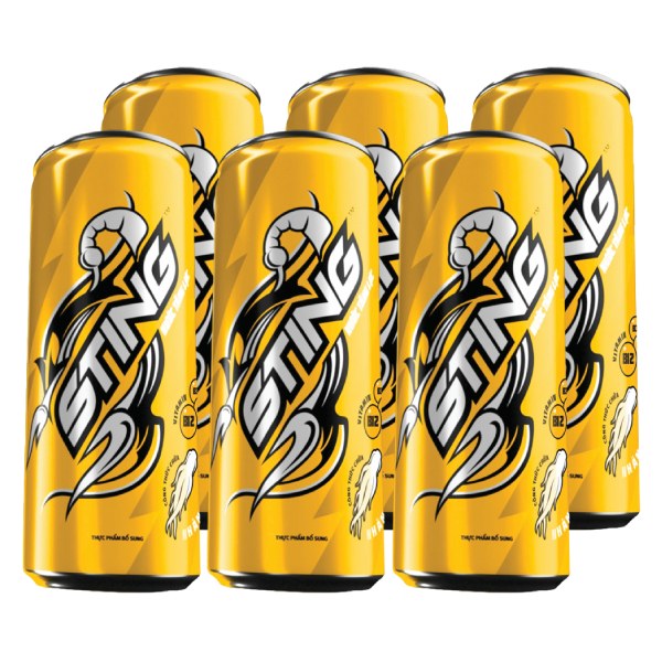 Nước Tăng Lực Sting Vàng Sleek Lốc 6 Lon 320Ml