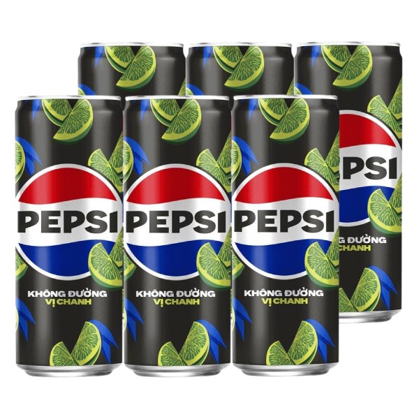 Lốc 6 Nước Ngọt Pepsi Zero Vị Chanh Sleek Lon 320Ml