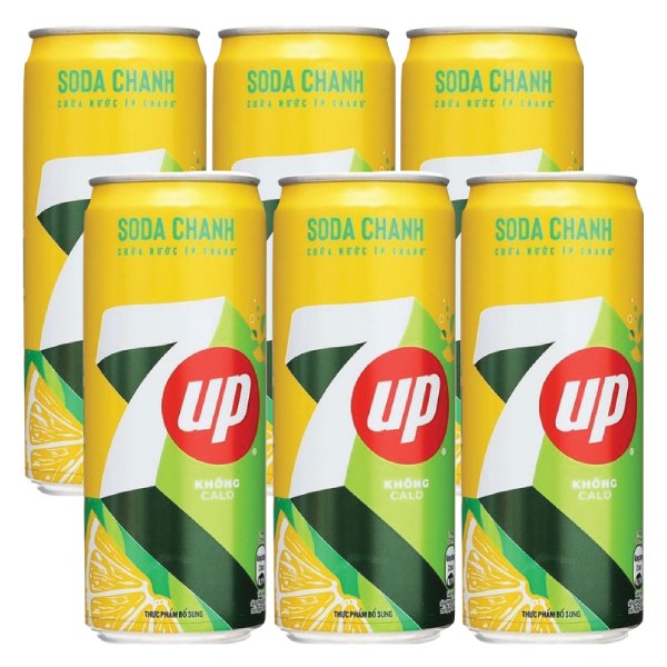 Lốc 6 Nước Ngọt 7Up Soda Chanh Lon 320Ml
