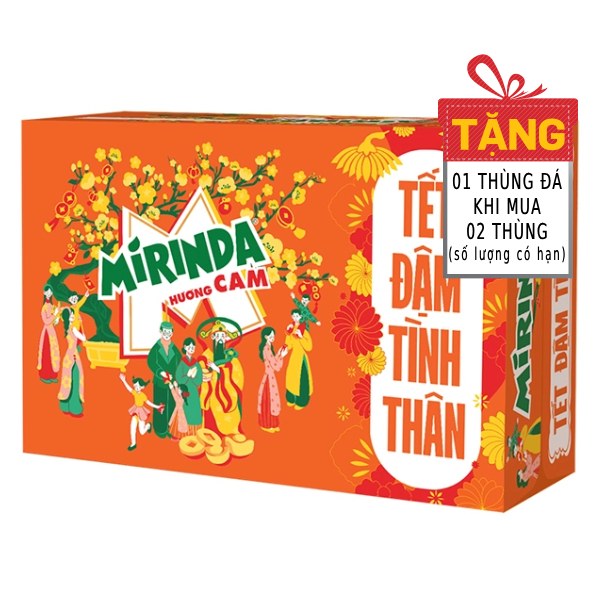 (Mẫu Tết) Nước Ngọt Mirinda Cam Sleek Thùng 24 Lon 320Ml