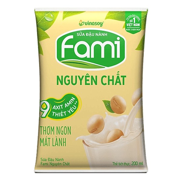 Sữa Đậu Nành Fami Nguyên Chất Bịch 200Ml