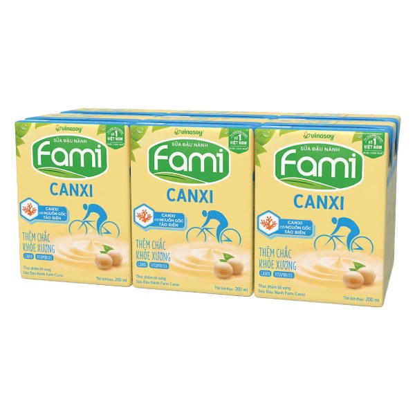 Lốc 6 Sữa Đậu Nành Fami Canxi Hộp 200Ml