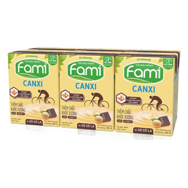 Lốc 6 Sữa Đậu Nành Fami Canxi Socola Hộp 200Ml