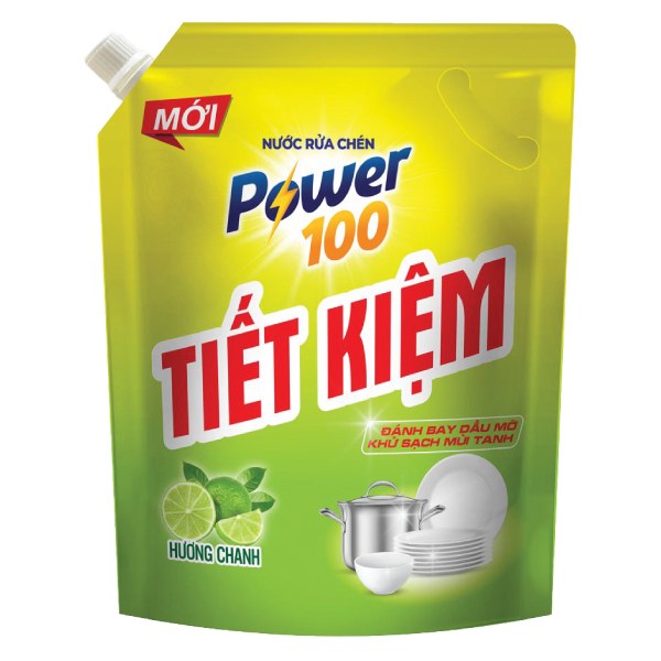 Nước Rửa Chén Power 100 Chanh Túi 3.5Kg