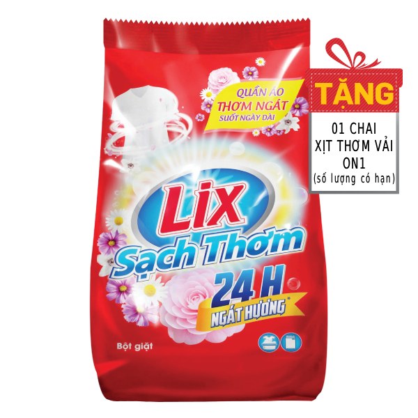 Bột Giặt Lix Sạch Thơm 24h Túi 5.5Kg