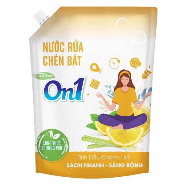 Nước Rửa Chén ON1 Chanh Sả Túi 3.2KG