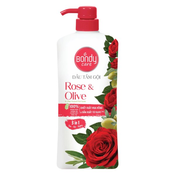 Dầu Tắm Gội Bondy Care 3IN1 Rose & Olive 650G