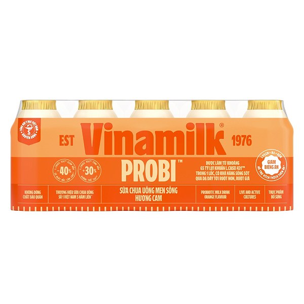 Lốc 5 Sữa Chua Uống Men Sống Vinamilk Probi Cam 65Ml