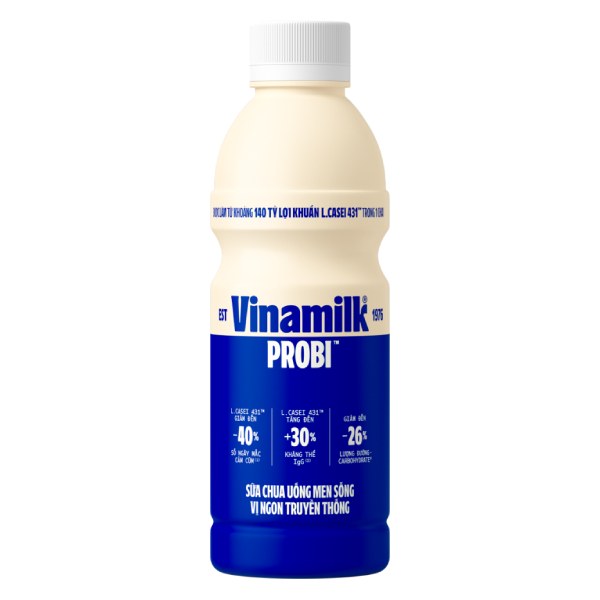 Sữa Chua Uống Men Sống Vinamilk Probi Có Đường Chai 400Ml
