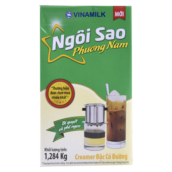 Sữa Đặc Có Đường Ngôi Sao Phương Nam Xanh Lá Hộp Giấy 1284G