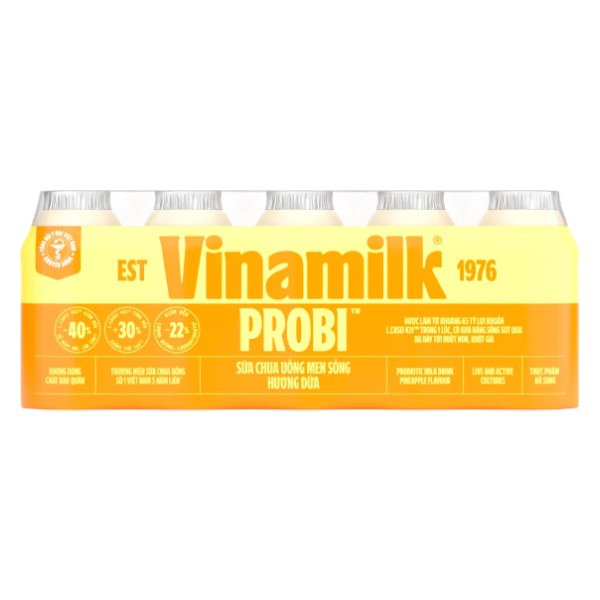 Lốc 5 Sữa Chua Uống Men Sống Vinamilk Probi Dứa 65Ml