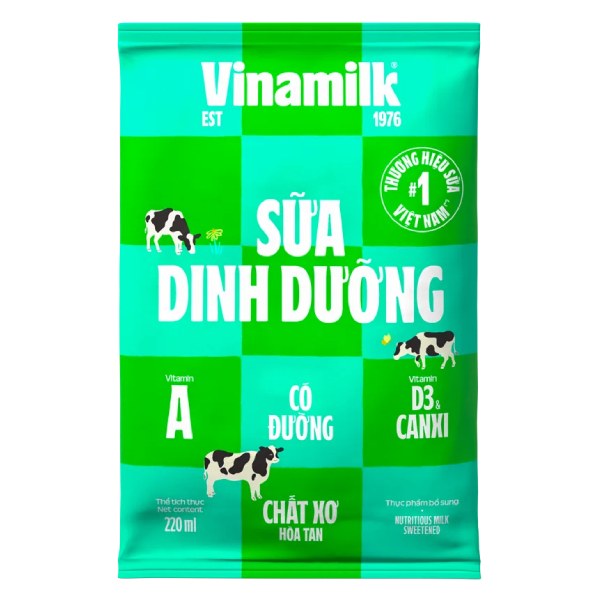 Sữa Dinh Dưỡng Vinamilk Có Đường Bịch 220Ml