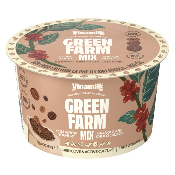 (Only Emartmall) Sữa Chua Ăn Vinamilk Green Farm Cao Đạm Cà Phê Socola Ngũ Cốc 121G