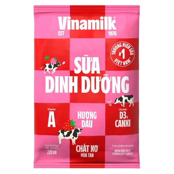 Sữa Dinh Dưỡng Vinamilk Dâu Bịch 220Ml 
