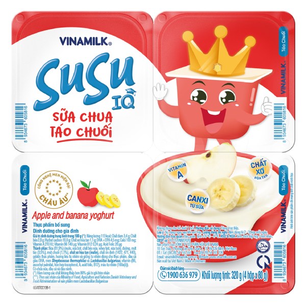 Lốc 4 Sữa Chua Ăn Susu Táo Chuối 80G