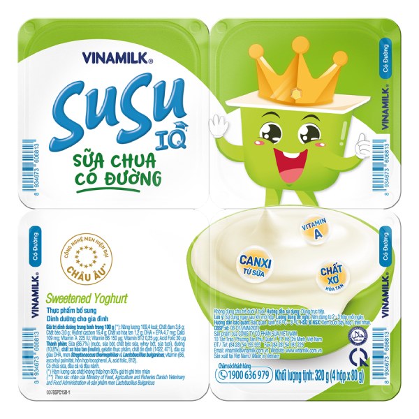 Lốc 4 Sữa Chua Ăn Susu Có Đường 80G