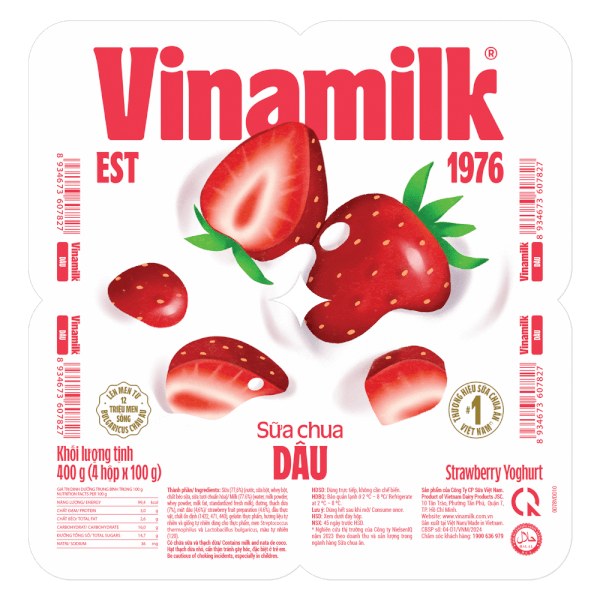 Lốc 4 Sữa Chua Ăn Vinamilk Dâu 100G