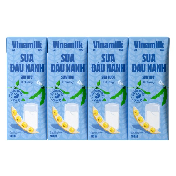 Lốc 4 Sữa Đậu Nành Vinamilk Sữa Tươi Hộp 180Ml