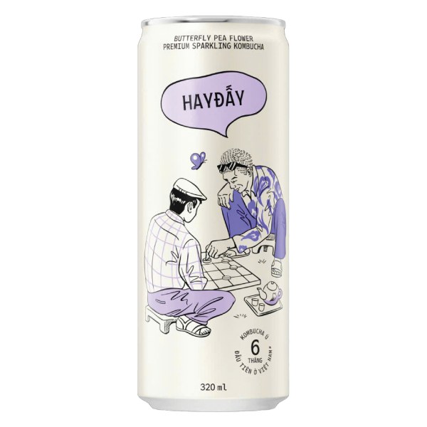 Trà Kombucha Hay Đấy Hoa Đậu Biếc Lon 320Ml