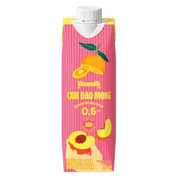 Nước Ép Vinamilk Cam Đào Collagen Hộp 275Ml
