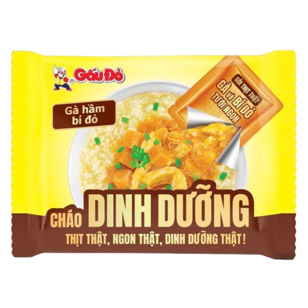 Cháo Dinh Dưỡng Gấu Đỏ Gà Hầm Bí Đỏ Gói 74G