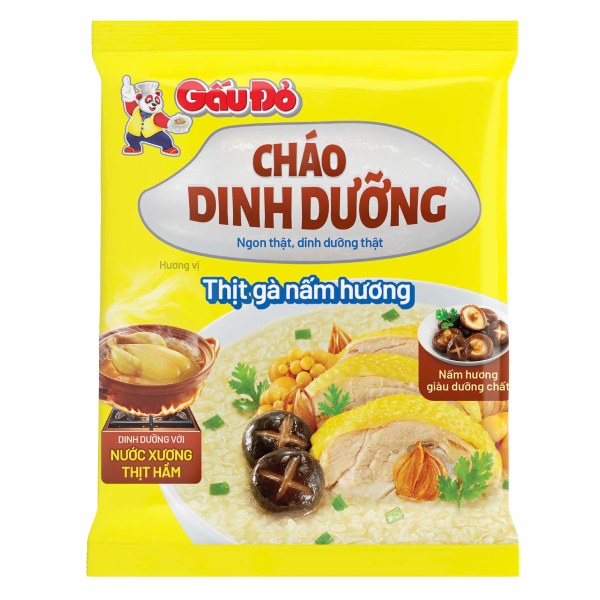 Cháo Dinh Dưỡng Gấu Đỏ Thịt Gà Nấm Hương Gói 60G