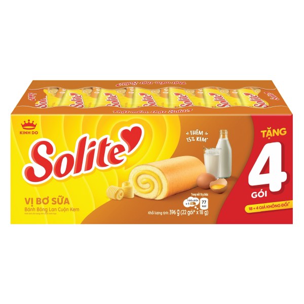 Bánh Solite Swiss Roll Bơ Sữa 324G+72G