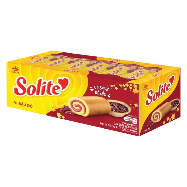 Bánh Solite Swiss Roll Đậu Đỏ Hộp 324G