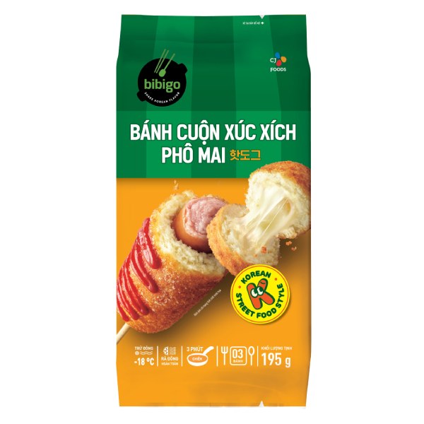 Bánh Cuộn Xúc Xích Phô Mai Bibigo 195G