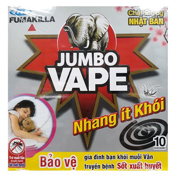 Nhang Muỗi Ít Khói Jumbo Vape Hộp 135G (10 Khoanh)