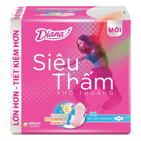 Băng Vệ Sinh Diana Siêu Thấm Siêu Mỏng Cánh Gói Lớn 20 Miếng