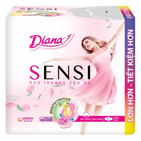 Băng Vệ Sinh Diana Sensi Siêu Mỏng Cánh 23Cm 20 Miếng
