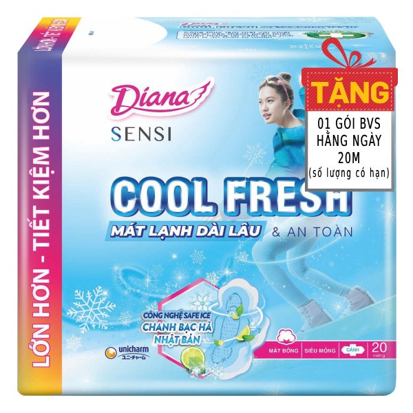 Băng Vệ Sinh Diana Sensi Cool Fresh Siêu Mỏng Cánh 20 Miếng