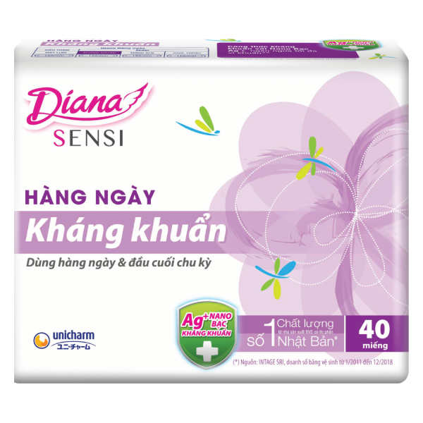 Băng Vệ Sinh Diana Sensi Hằng Ngày Kháng Khuẩn 40 Miếng