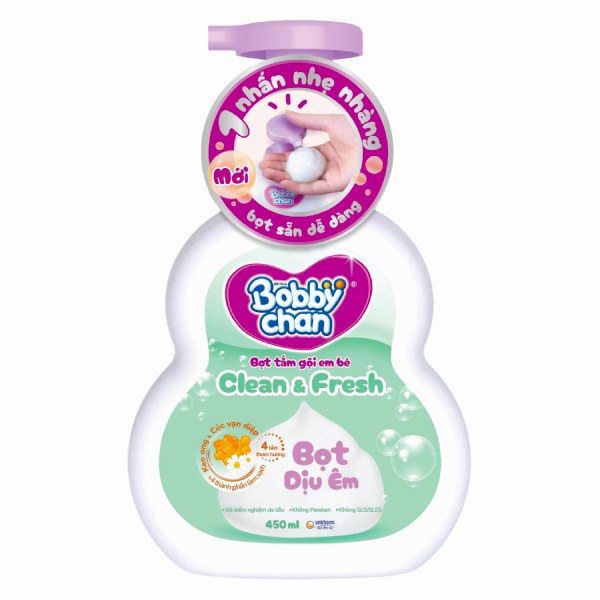 Bọt Tắm Gội Em Bé Bobby Chan Clean And Fresh 450Ml