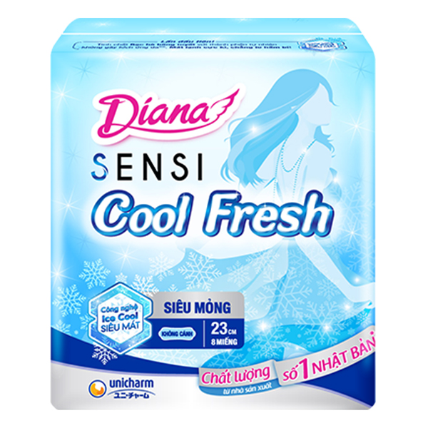 Băng Vệ Sinh Diana Sensi Cool Fresh Siêu Mỏng Không Cánh 8M