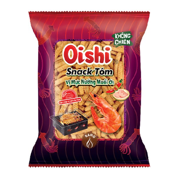 Snack Oishi Mực Nướng Muối Ớt Gói 68G