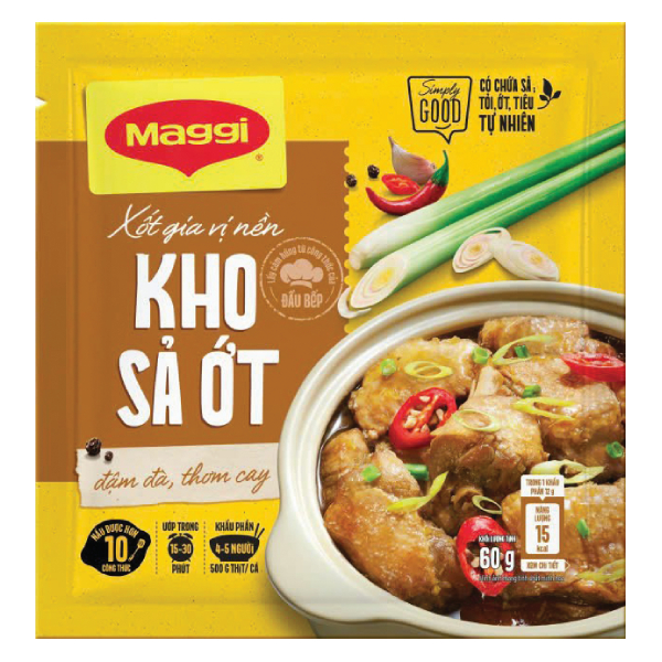 Gia Vị Hoàn Chỉnh Maggi Xốt Kho Sả Ớt Gói 60G