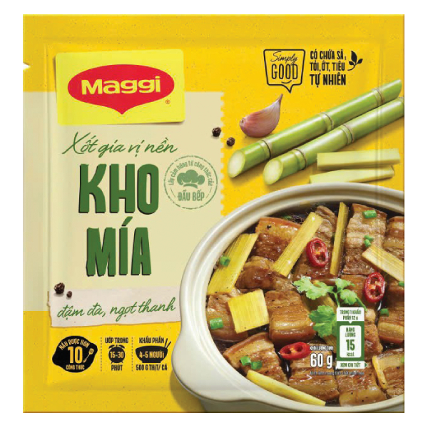 Gia Vị Hoàn Chỉnh Maggi Xốt Kho Mía Gói 60G