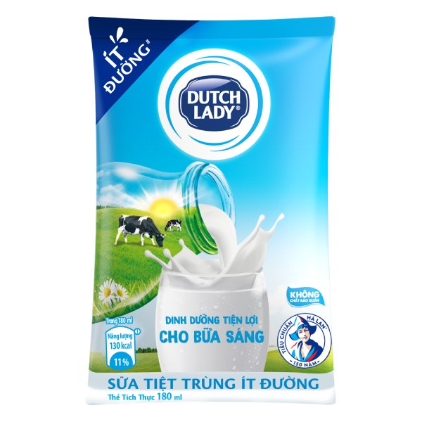 Sữa Dinh Dưỡng Dutch Lady Ít Đường Bịch 180Ml