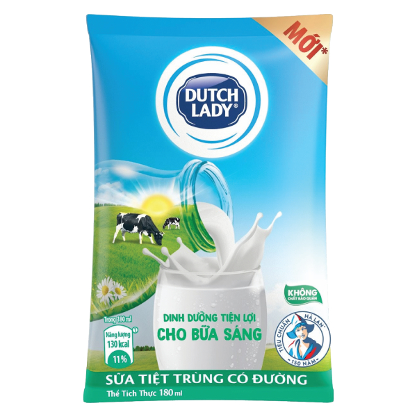 Sữa Dinh Dưỡng Dutch Lady Có Đường Bịch 180Ml