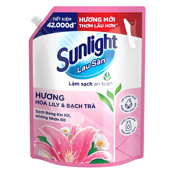 Nước Lau Sàn Sunlight Tinh Dầu Thảo Mộc Hoa Lily Và Bạch Trà Túi 3.6Kg