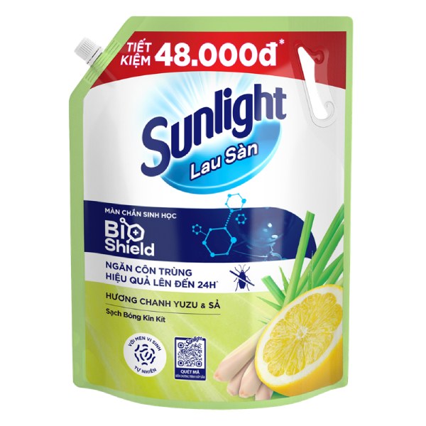 Nước Lau Sàn Sunlight Chanh Yuzu Và Sả Túi 3.4Kg