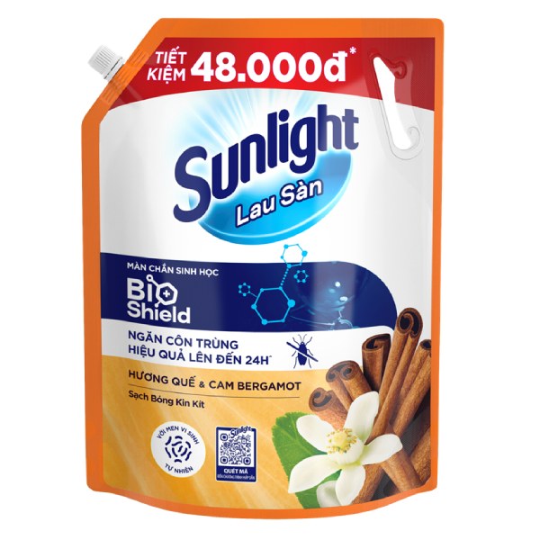Nước Lau Sàn Sunlight Tinh Dầu Thảo Mộc Hương Quế & Cam Túi 3.4Kg
