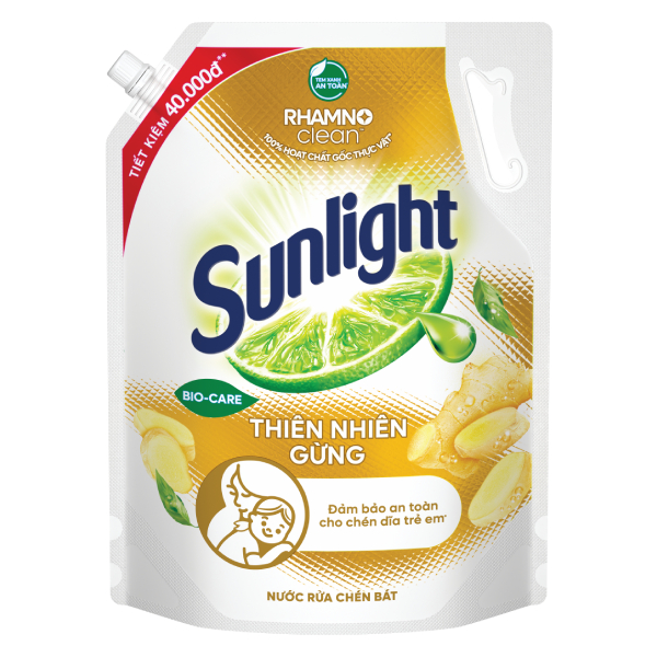 Nước Rửa Chén Sunlight Thiên Nhiên Gừng Túi 3.3Kg
